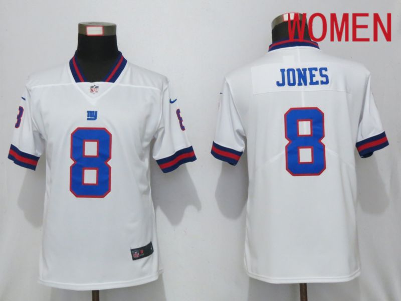 Women New York Giants #8 Jones Navy White Nike Color Rush Elite Playey NFL Jerseys